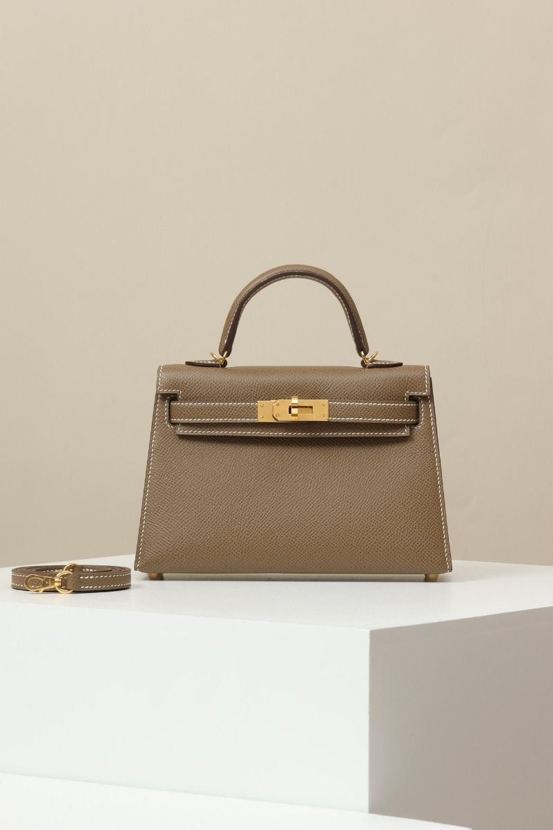 KELLY MINI HANDBAG - BROWN GREY