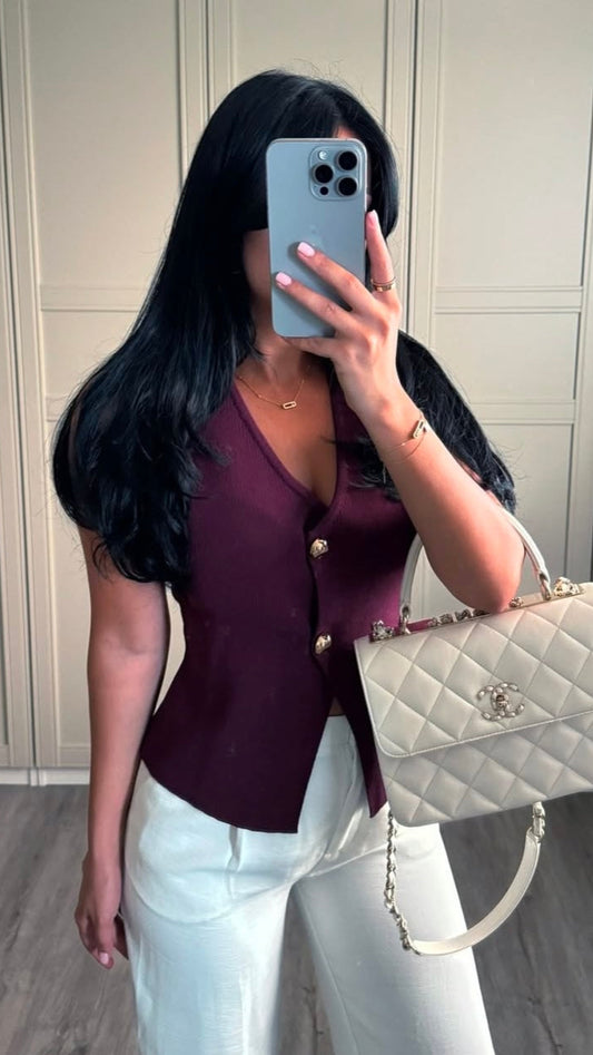 CASUAL KNITTED TOP - BORDEAUX